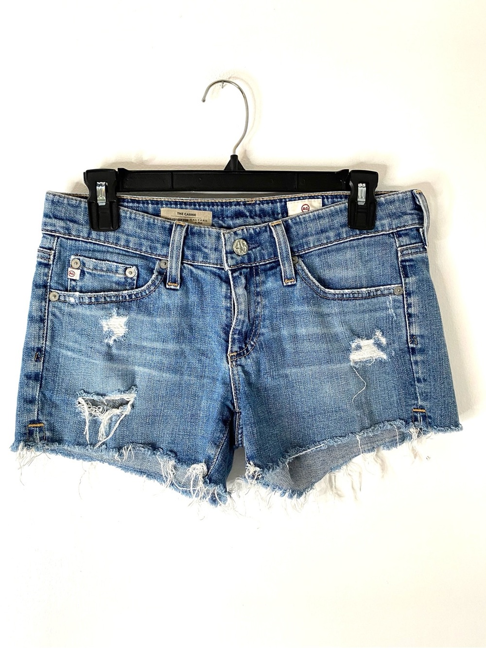 AG Adriano Goldschmied The Carrie Calypso Distressed Denim Cutoff Shorts